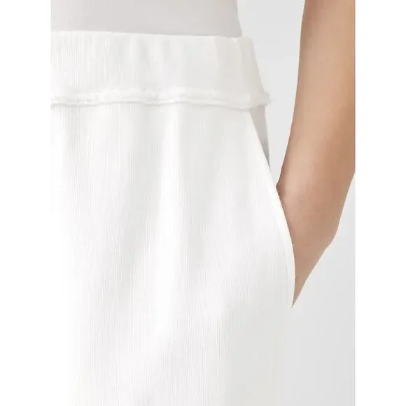 Eileen Fisher Lightweight Organic Cotton Terry Pant Easy Fit Crop Ankle White S - Picture 6 of 14